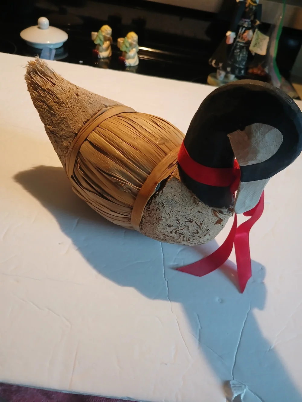 Source Unknown Rustic Woven Goose Décor in Black, Natural and Red
